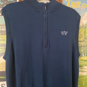 Austin Country Club Sweater Vest Mens Medium Navy 1/4 Zip Pima Cotton